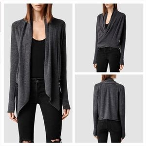 All Saints Wasson Pirate Cardigan 100% Merino Wool Wrap Sweater